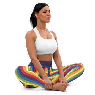 Yoga Leggings Purple Rainbow Stripe Athletic Soft and Stretchy Yoga Pants