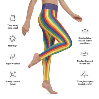 Yoga Leggings Purple Rainbow Stripe Athletic Soft and Stretchy Yoga Pants