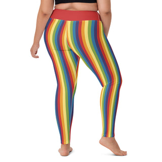 Yoga Leggings Red Rainbow Stripe Athletic Soft and Stretchy Yoga Pants