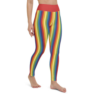 Yoga Leggings Red Rainbow Stripe Athletic Soft and Stretchy Yoga Pants