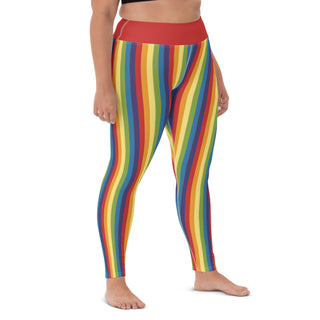 Yoga Leggings Red Rainbow Stripe Athletic Soft and Stretchy Yoga Pants