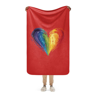 Sherpa Blanket Red with Signature Heart by Ellen Jean Blanket