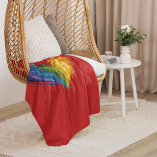 Sherpa Blanket Red with Signature Heart by Ellen Jean Blanket