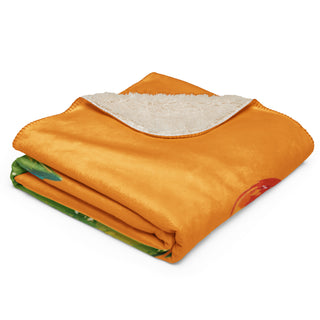 Sherpa Blanket Orange with Signature Heart by Ellen Jean Throw Blanket