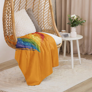 Sherpa Blanket Orange with Signature Heart by Ellen Jean Throw Blanket