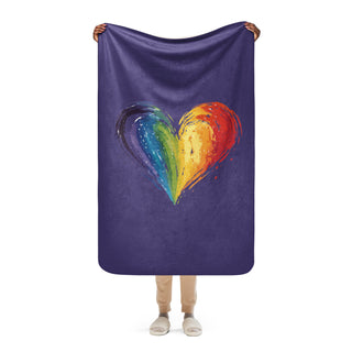 Sherpa Blanket Purple with Signature Heart by Ellen Jean Throw Blanket