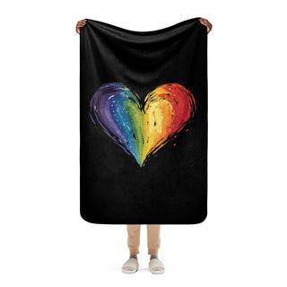 Sherpa Blanket Black with Signature Heart by Ellen Jean Throw Blanket