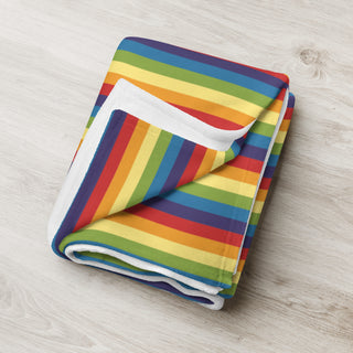 Throw Blanket with Rainbow Stripes