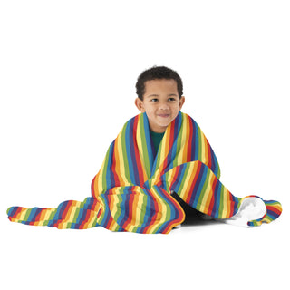 Throw Blanket with Rainbow Stripes