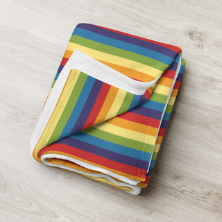 Throw Blanket with Rainbow Stripes