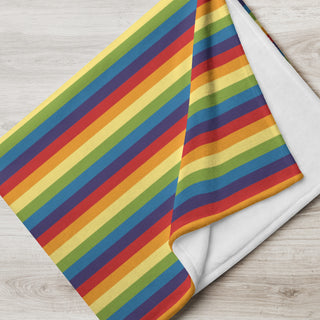 Throw Blanket with Rainbow Stripes