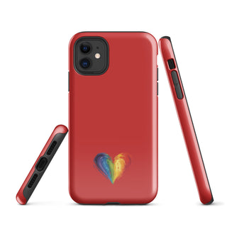 Red Rainbow Heart iPhone Case – Bold & Stylish Phone Cover by Ellen Jean