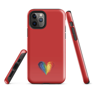 Red Rainbow Heart iPhone Case – Bold & Stylish Phone Cover by Ellen Jean