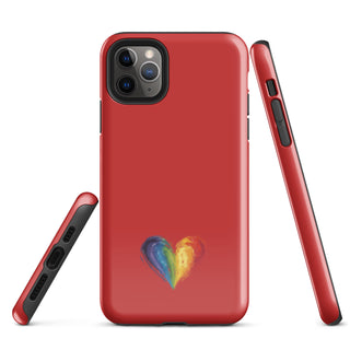 Red Rainbow Heart iPhone Case – Bold & Stylish Phone Cover by Ellen Jean