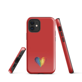 Red Rainbow Heart iPhone Case – Bold & Stylish Phone Cover by Ellen Jean