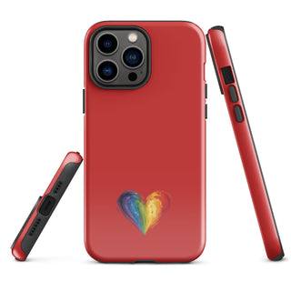 Red Rainbow Heart iPhone Case – Bold & Stylish Phone Cover by Ellen Jean