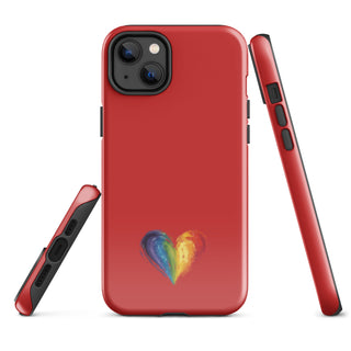 Red Rainbow Heart iPhone Case – Bold & Stylish Phone Cover by Ellen Jean