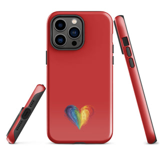 Red Rainbow Heart iPhone Case – Bold & Stylish Phone Cover by Ellen Jean