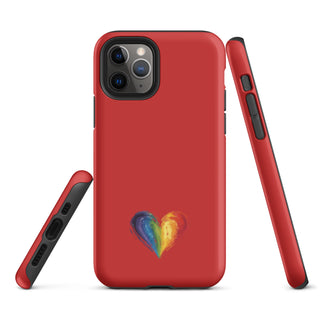 Red Rainbow Heart iPhone Case – Bold & Stylish Phone Cover by Ellen Jean