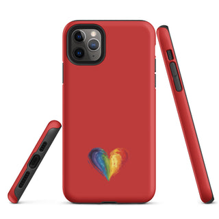 Red Rainbow Heart iPhone Case – Bold & Stylish Phone Cover by Ellen Jean