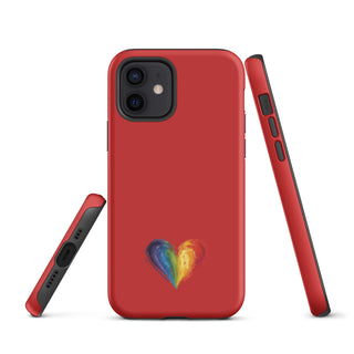 Red Rainbow Heart iPhone Case – Bold & Stylish Phone Cover by Ellen Jean