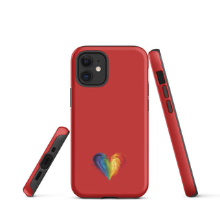 Red Rainbow Heart iPhone Case – Bold & Stylish Phone Cover by Ellen Jean