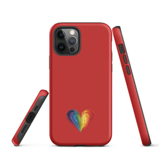 Red Rainbow Heart iPhone Case – Bold & Stylish Phone Cover by Ellen Jean