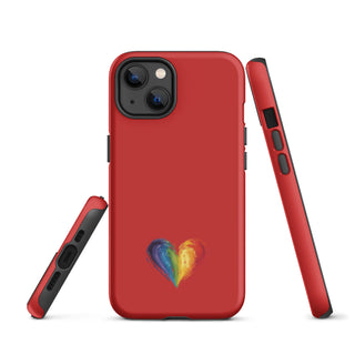 Red Rainbow Heart iPhone Case – Bold & Stylish Phone Cover by Ellen Jean