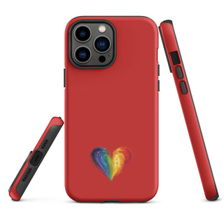 Red Rainbow Heart iPhone Case – Bold & Stylish Phone Cover by Ellen Jean