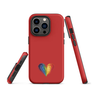 Red Rainbow Heart iPhone Case – Bold & Stylish Phone Cover by Ellen Jean