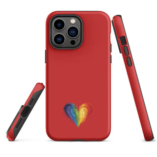 Red Rainbow Heart iPhone Case – Bold & Stylish Phone Cover by Ellen Jean