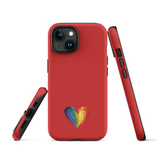 Red Rainbow Heart iPhone Case – Bold & Stylish Phone Cover by Ellen Jean