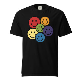 T-Shirt Short Sleeved Happy Smiling Face Heavyweight Tee Cotton Unisex Fit Graphic T-Shirt