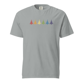 T-Shirt Christmas Trees Heavyweight Tee Cotton Unisex Fit Graphic T-Shirt