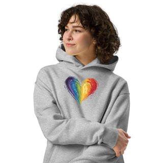 Oversized Hoodie Sweatshirt with Rainbow Heart by Ellen Jean Unisex Sweatshirt