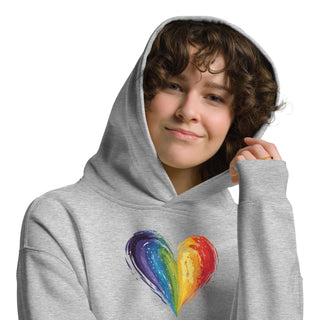 Oversized Hoodie Sweatshirt with Rainbow Heart by Ellen Jean Unisex Sweatshirt