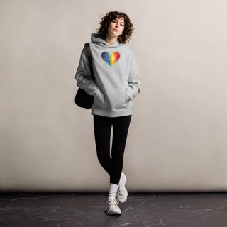 Oversized Hoodie Sweatshirt with Rainbow Heart by Ellen Jean Unisex Sweatshirt