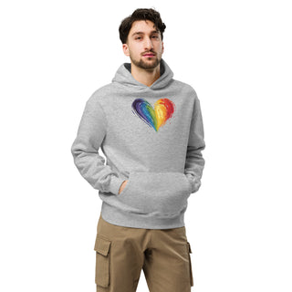 Oversized Hoodie Sweatshirt with Rainbow Heart by Ellen Jean Unisex Sweatshirt