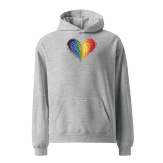 Oversized Hoodie Sweatshirt with Rainbow Heart by Ellen Jean Unisex Sweatshirt