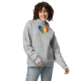 Oversized Hoodie Sweatshirt with Rainbow Heart by Ellen Jean Unisex Sweatshirt