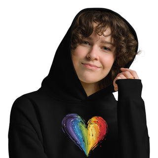 Oversized Hoodie Sweatshirt with Rainbow Heart by Ellen Jean Unisex Sweatshirt