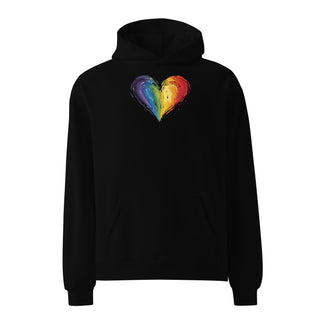 Oversized Hoodie Sweatshirt with Rainbow Heart by Ellen Jean Unisex Sweatshirt