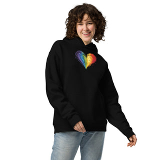 Oversized Hoodie Sweatshirt with Rainbow Heart by Ellen Jean Unisex Sweatshirt