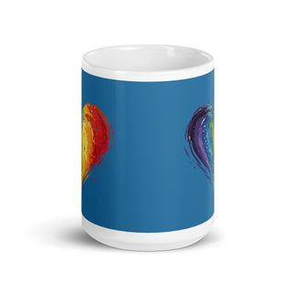 Blue Mug from Ellen Jean with Rainbow Heart