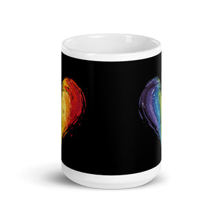 Black Mug from Ellen Jean with Rainbow Heart