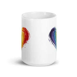 White Mug from Ellen Jean with Rainbow Heart