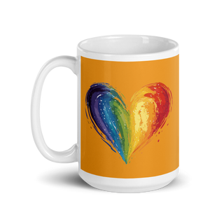 Orange Mug from Ellen Jean with Rainbow Heart