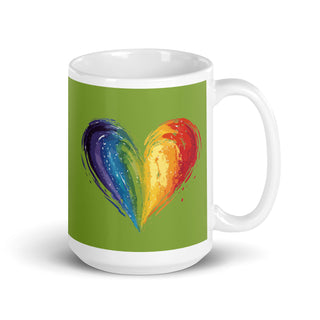 Green Mug from Ellen Jean with Rainbow Heart