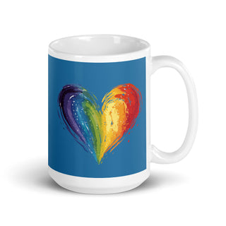 Blue Mug from Ellen Jean with Rainbow Heart