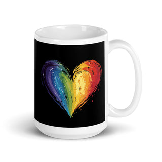 Black Mug from Ellen Jean with Rainbow Heart